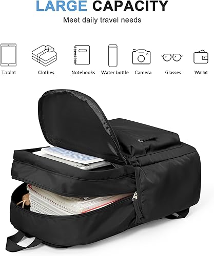 Miniatura 4 de VGCUB Mochilas escolares con libros, bolsa de viaje, mochilas escolares para niñas, mochila estética ligera para escuela, niñas y niños, a3-Negro,