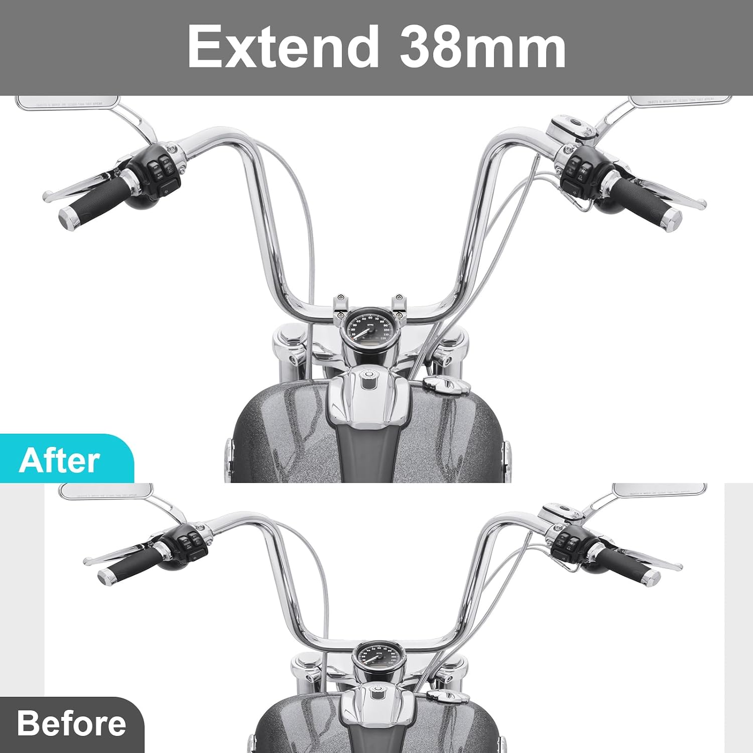 Motorcycle Handlebar Risers 1 Inch, Aluminum Alloy Motorcycle Risers, Compatible with Sportster Softail Dyna V-star Shadow, Universal Motorcycle Accessories, Silver
