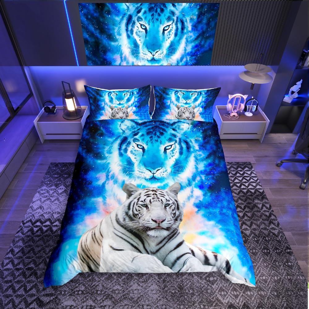 Funda de edredón de tigre ultra suave con cierre rápido para evitar desplazamientos