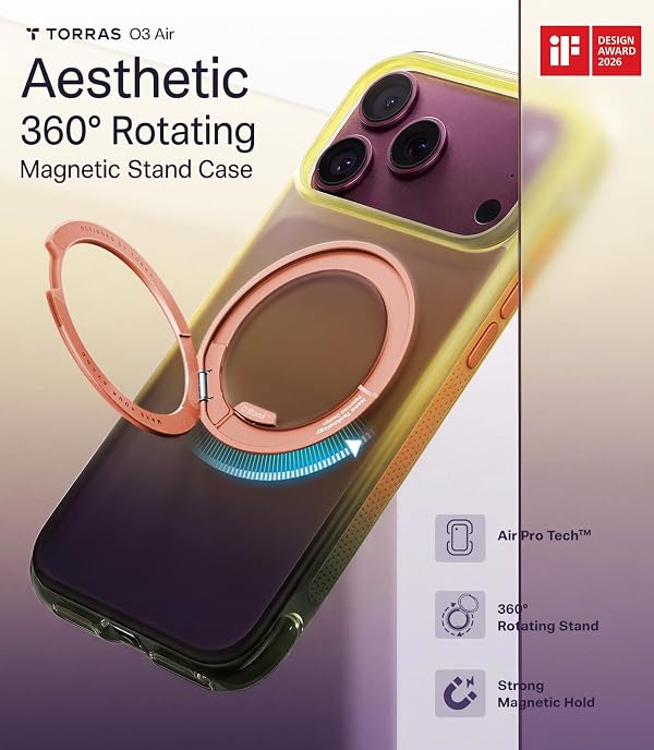 TORRAS O3 Air Gradient for iPhone 18 Pro Max Case Brown,360 Magnetic Stand by TORRAS - Used condition - US$52.48