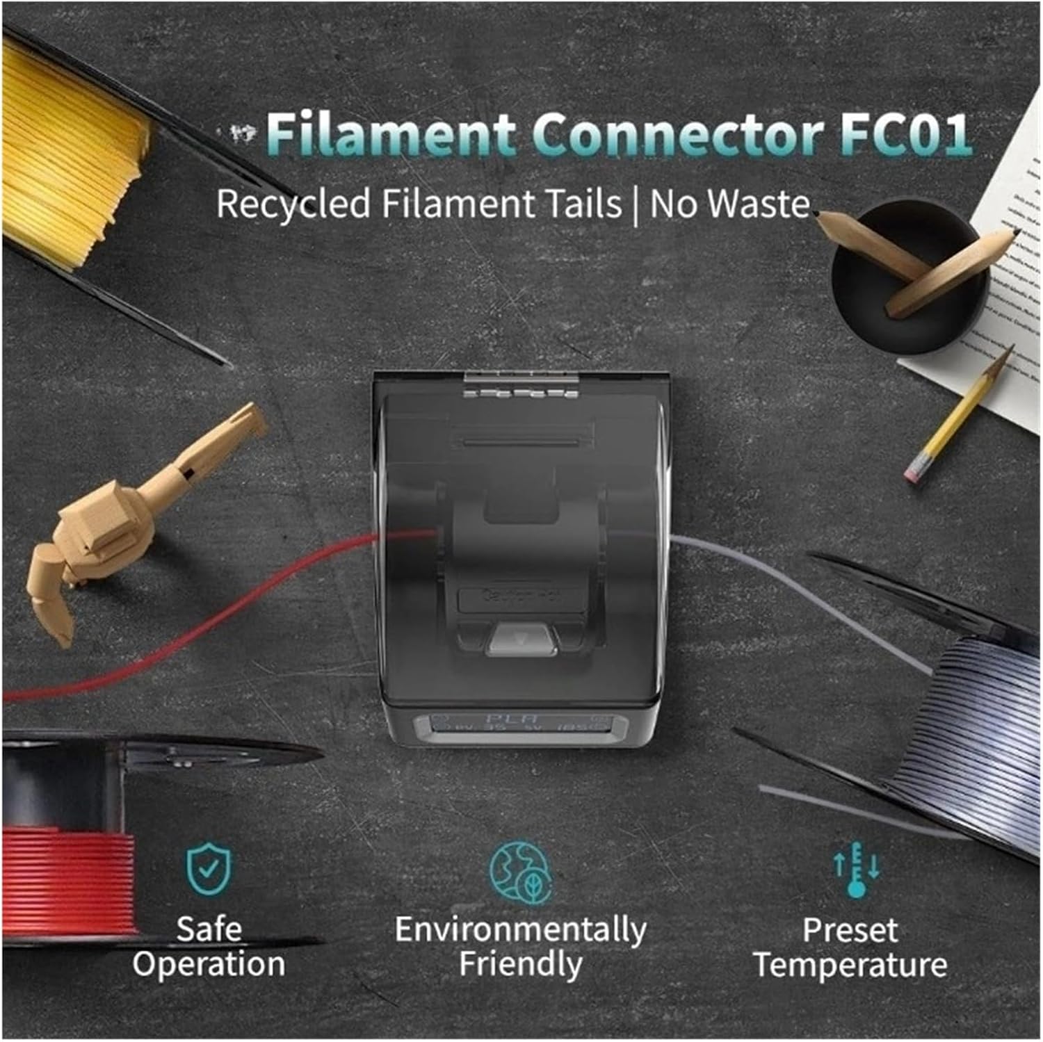 Compatible with SUNLU Filament Connector for FC01 1.75mm Filament Easy Connect, Compatible with PLA/PETG/ABS/TPU, 200Pcs PTFE Sleeve 3D Printer Accessory