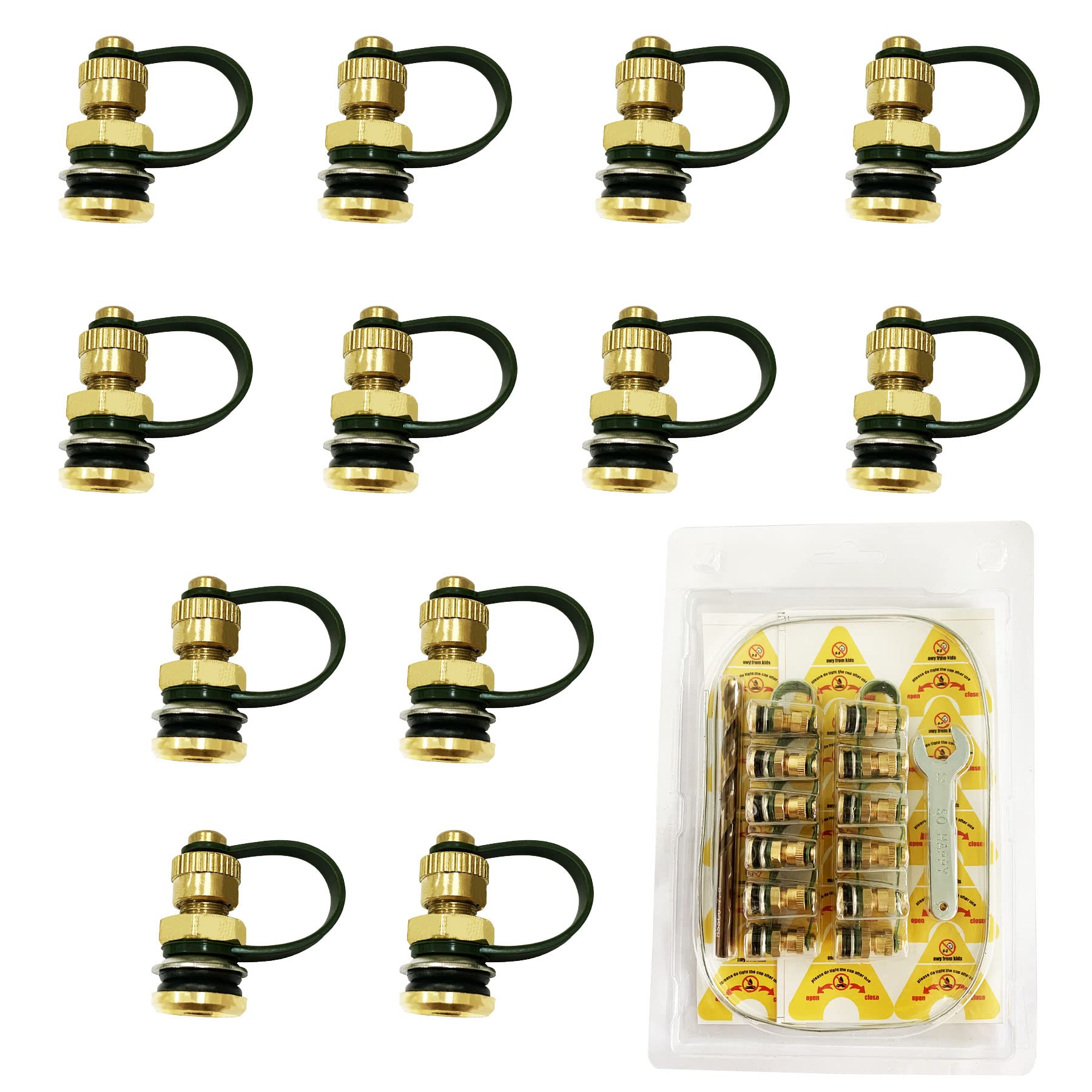 Sponsored Ad – 12 Pack Fuel Gas Can Vent Caps, Modern Green Brass & Rubber Vent Kits with Lanyard for Motorcycle & ATV Gas Can Fuel Tank Water Jug to Allow Faster Flowing