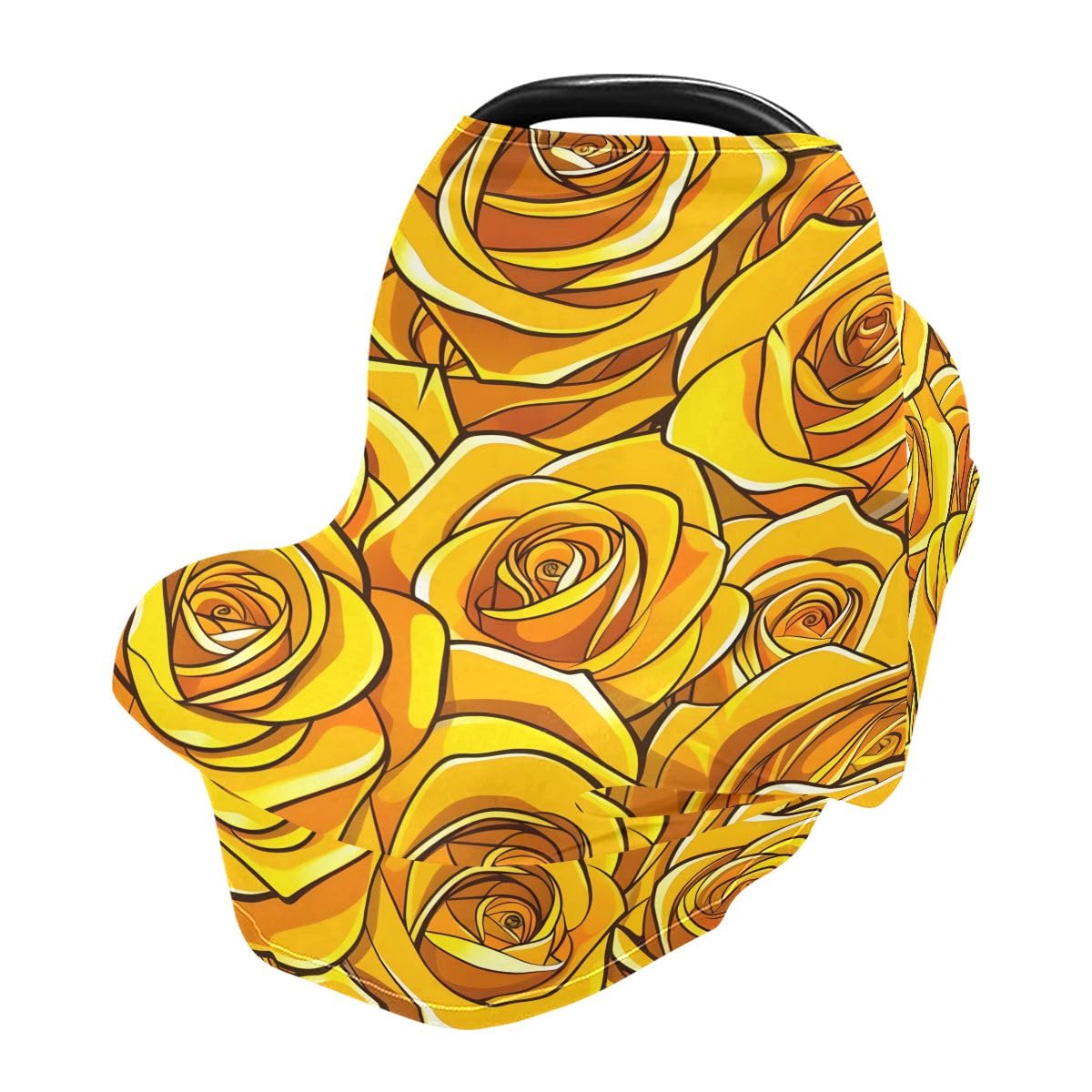 Baby Car Seat Canopy Covers Nursing Cover Stretchy Boys Girls Yellow Roses Carrier Cover Breastfeeding Cover Breathable