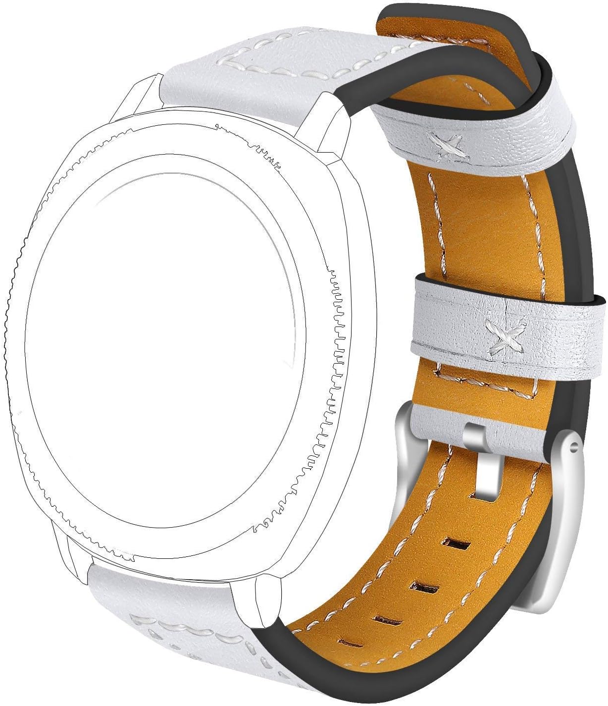 Band Compatible with Samsung Galaxy Watch Active 40mm/Galaxy Watch Active 2, Sewn Leather Watch Straps Accessory Wristband Sports Bracelet for Samsung Galaxy Watch Active 2 (Black+Teal+White)