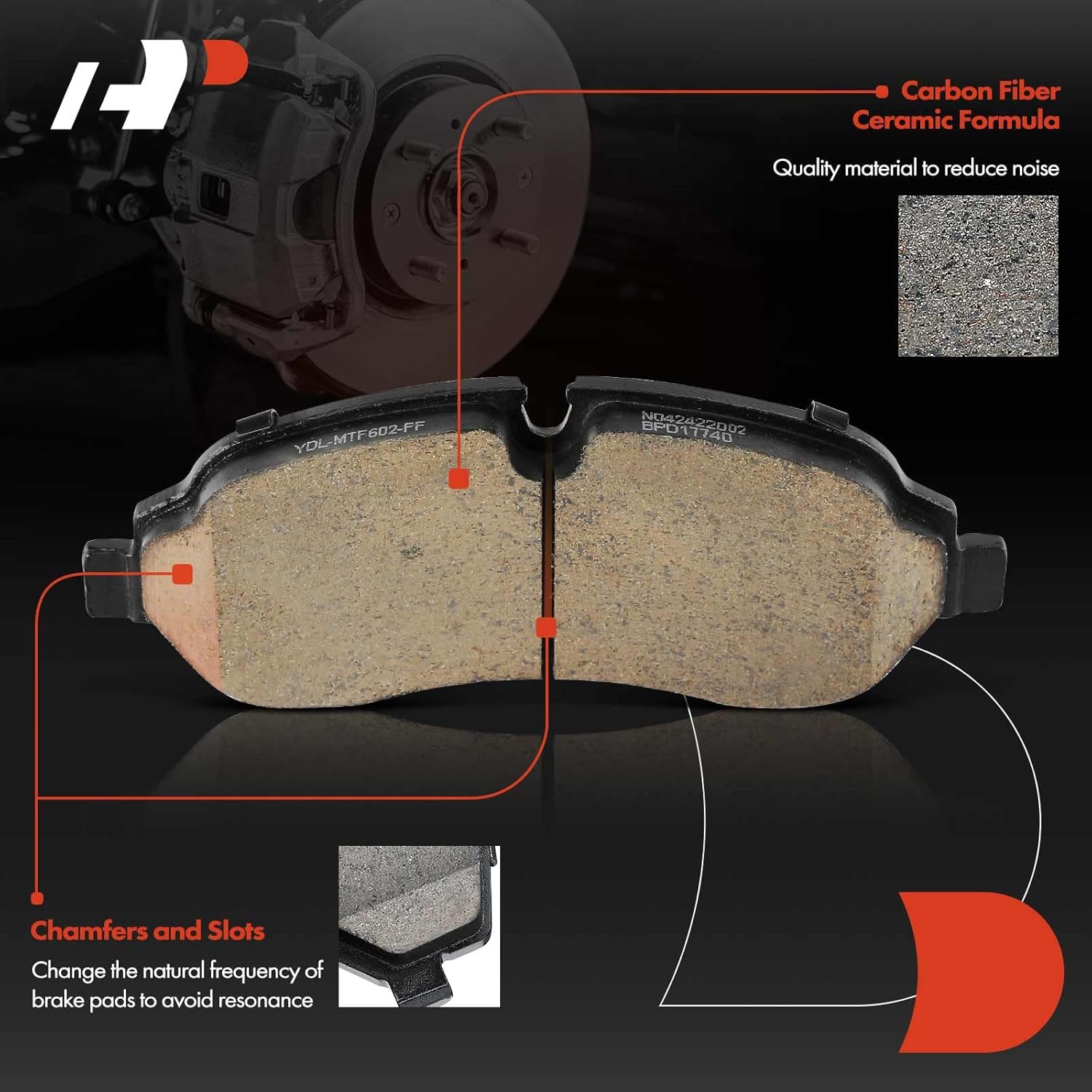 A-Premium Front Ceramic Brake Pads Set Compatible with Ford Models - Transit-150 Transit150 2015-2021, Transit-250 2015-2021, Transit-350 2015-2021, Transit-350 HD 2015-2023, 4-Pack