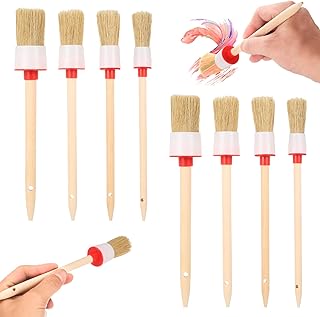 8 STK Borstenpinsel Set, Rundpinsel Pinselset Malerbedarf, Profi Pinsel Set, Malerpinsel mit Holzgriff, Lasurpinsel, Lackpinsel für Lacke zum Malen von Wand Decke Möbel Streichen DIY, 3,5/3/2,5/2 cm