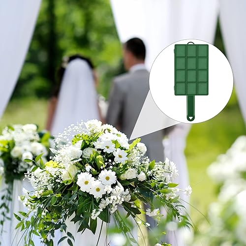 Miniatura 7 de Hahood Jaula de espuma floral de 2 piezas con arreglo floral de espuma con mango rectangular de espuma para flores frescas, decoración de fiesta en