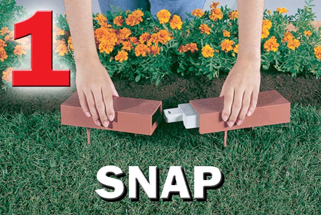 Let's Edge It! Decorative Plastic Brick Edging with 4 Built-In Solar Lights, Terra Cotta, 20-Foot Kit - Argee RG820S,Orange