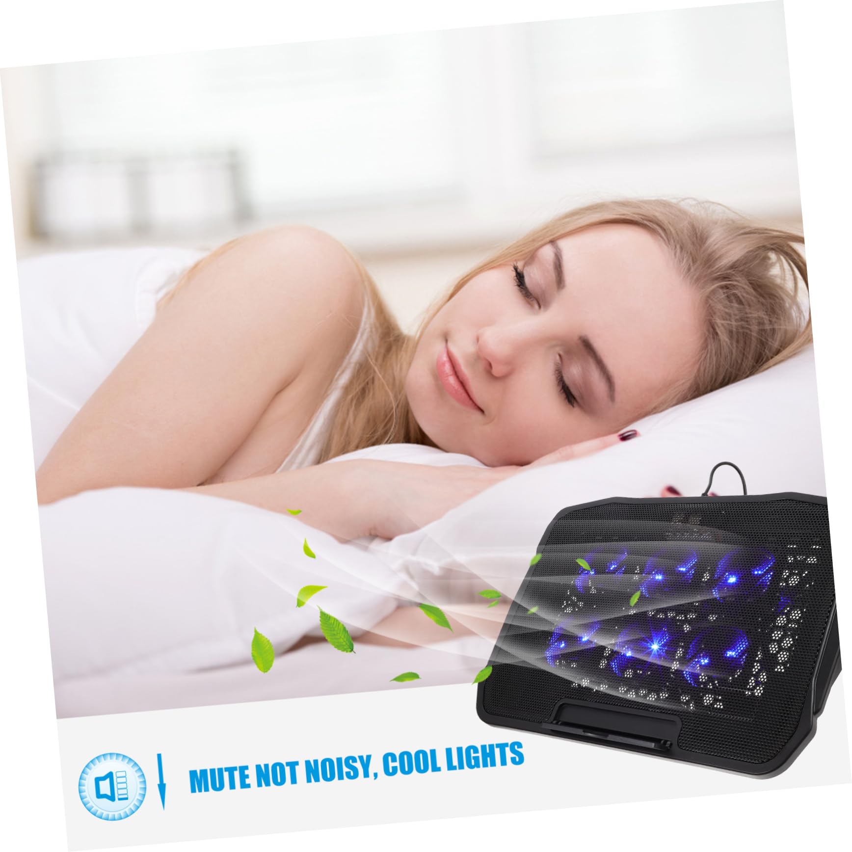 Base Refrigeradora Portátil para Portátil Ventilador Ajustable con Doble Conexión USB, Soporte de Enfriamiento de Hierro y Plástico para Oficina y Gaming
