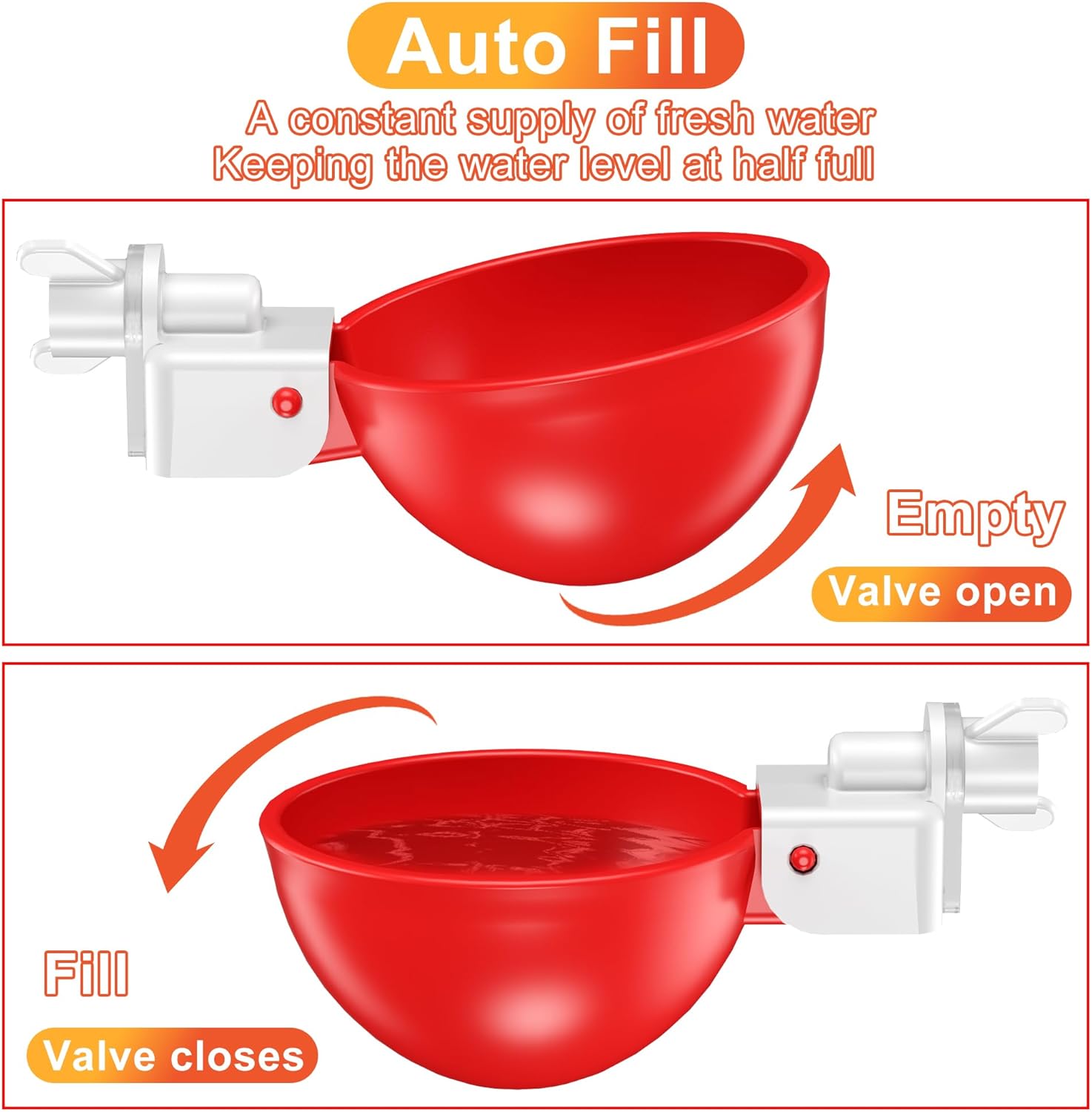 Chicken Waterer Cups, 6 Pack Automatic DIY Chicken Water Cups with 3/8'' Hole Saw - Image 2