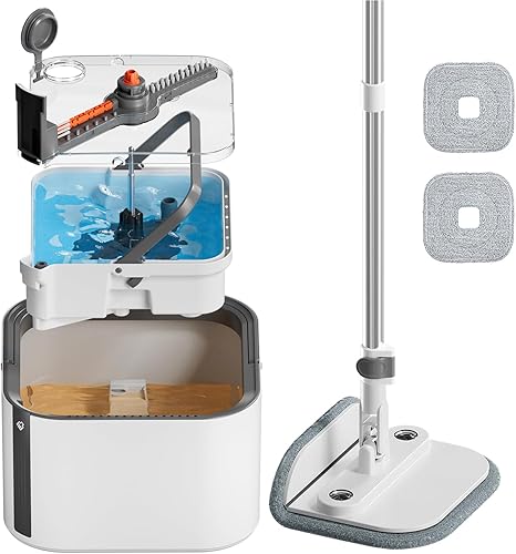 Sistema mejorado de trapeador giratorio y cubo, cubo interior desmontable para fregona que separa el agua sucia y la cabeza plegable de 90, sistema