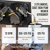 Vista 4 de 6.5HP Gas Powered Air Compressor 12CFM Portable Gasoline Driven Piston Pump Air Compressed System with 125PSI Max. Pressure and 9 Gal Air Tank for