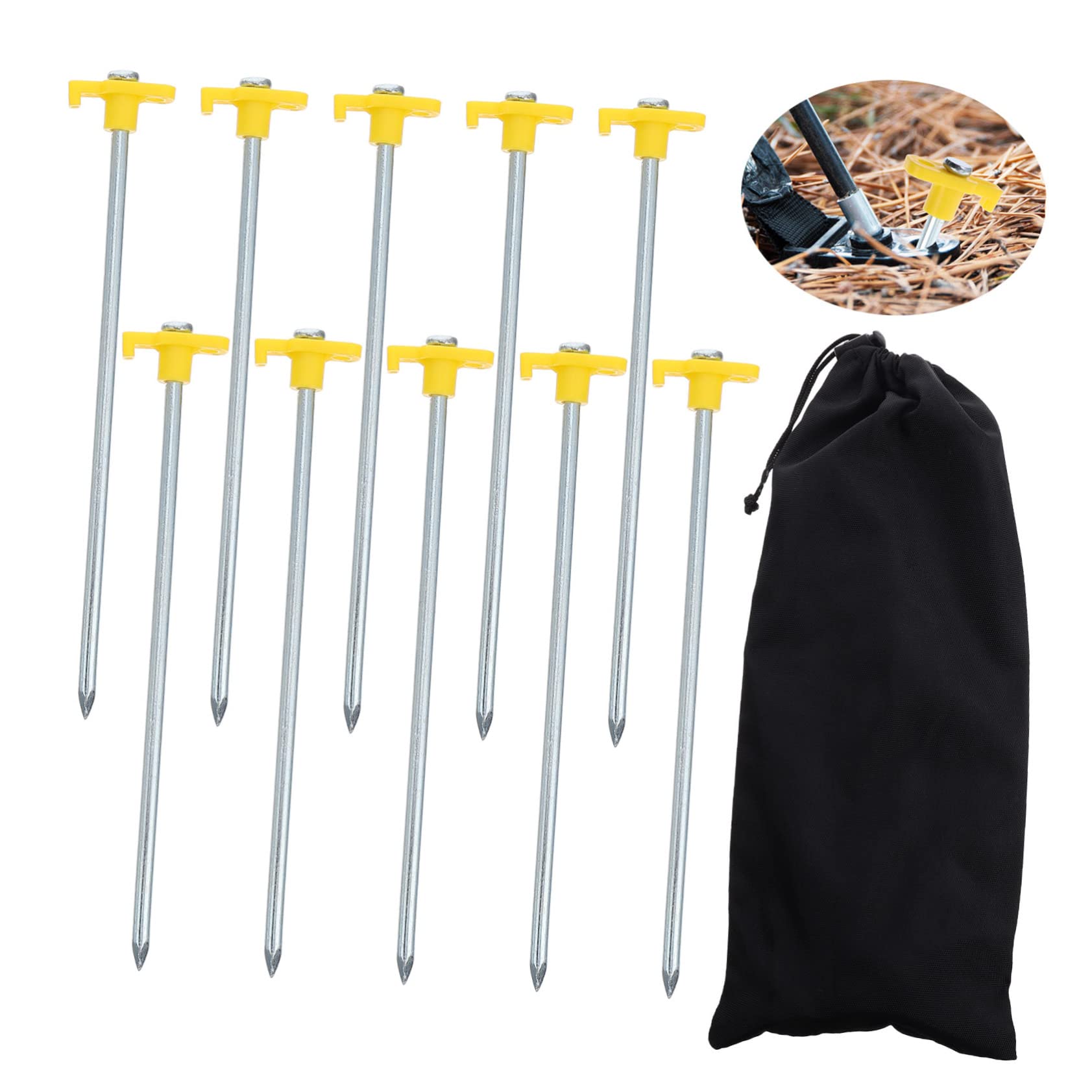 10Pièces Piquets de Tente Longs et Épais pour Camping Fixation Robuste et pour Tentes Plein Air