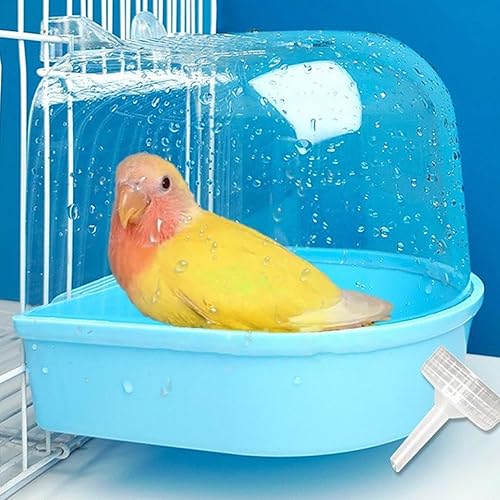 jovani Baño para pájaros para jaula, loro colgante transparente, sin fugas, tubo de ducha, caja de ducha, accesorio para Lovebird Canary Budgies