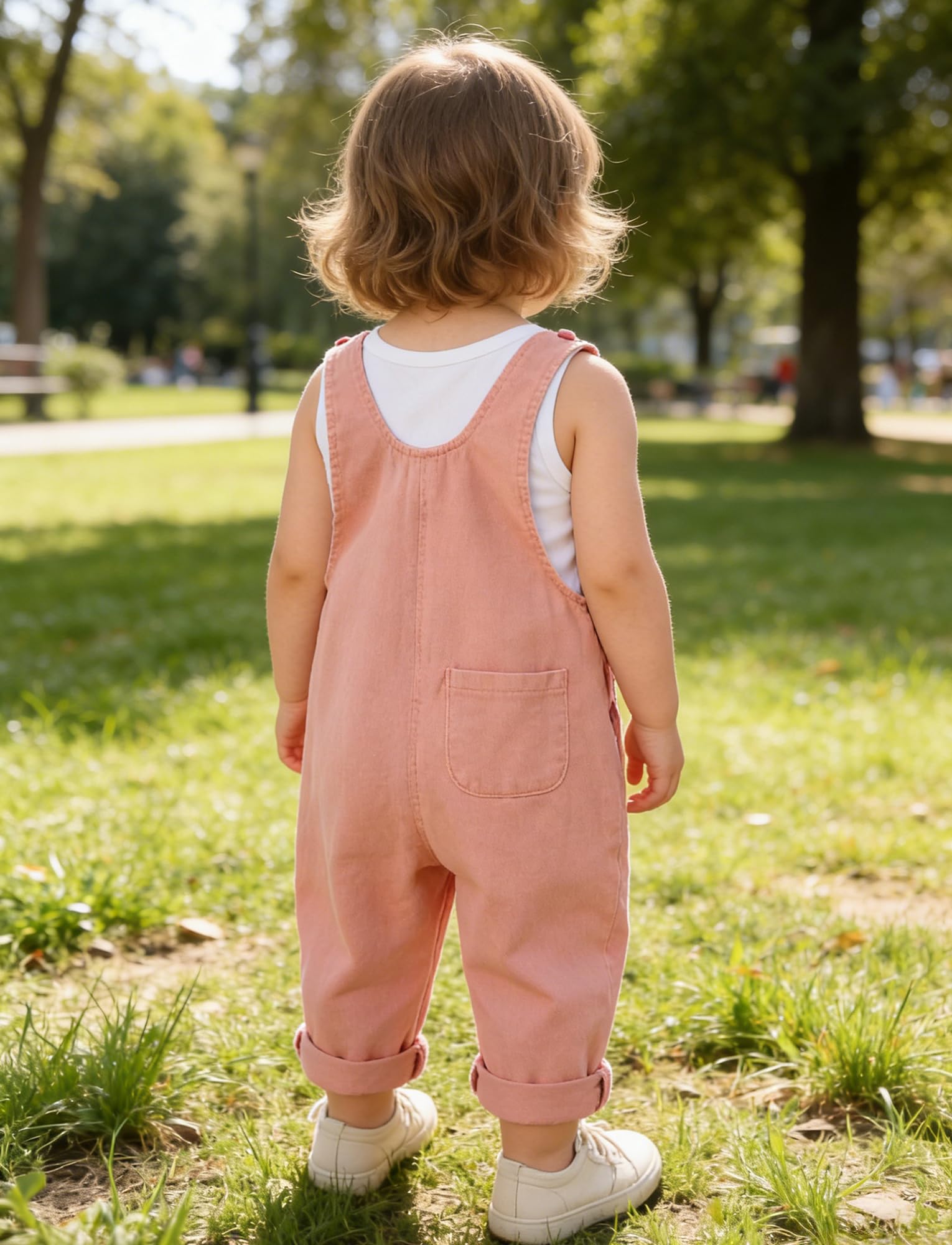 FEOYA Bébé Salopette Sans Manches Travail Fille Combinaison Pantalon Avec Bretelles Réglables Printemps Garçon Overalls Une Pièce Automne 6 Mois-5 Ans