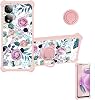 Case Compatible for nubia Neo 2 5G Phone Case Cover with 1 Tempered Glass Screen ProtectorHard PC Soft SiliconeRing Support Colorful Reflect Light IMDF-HUA3