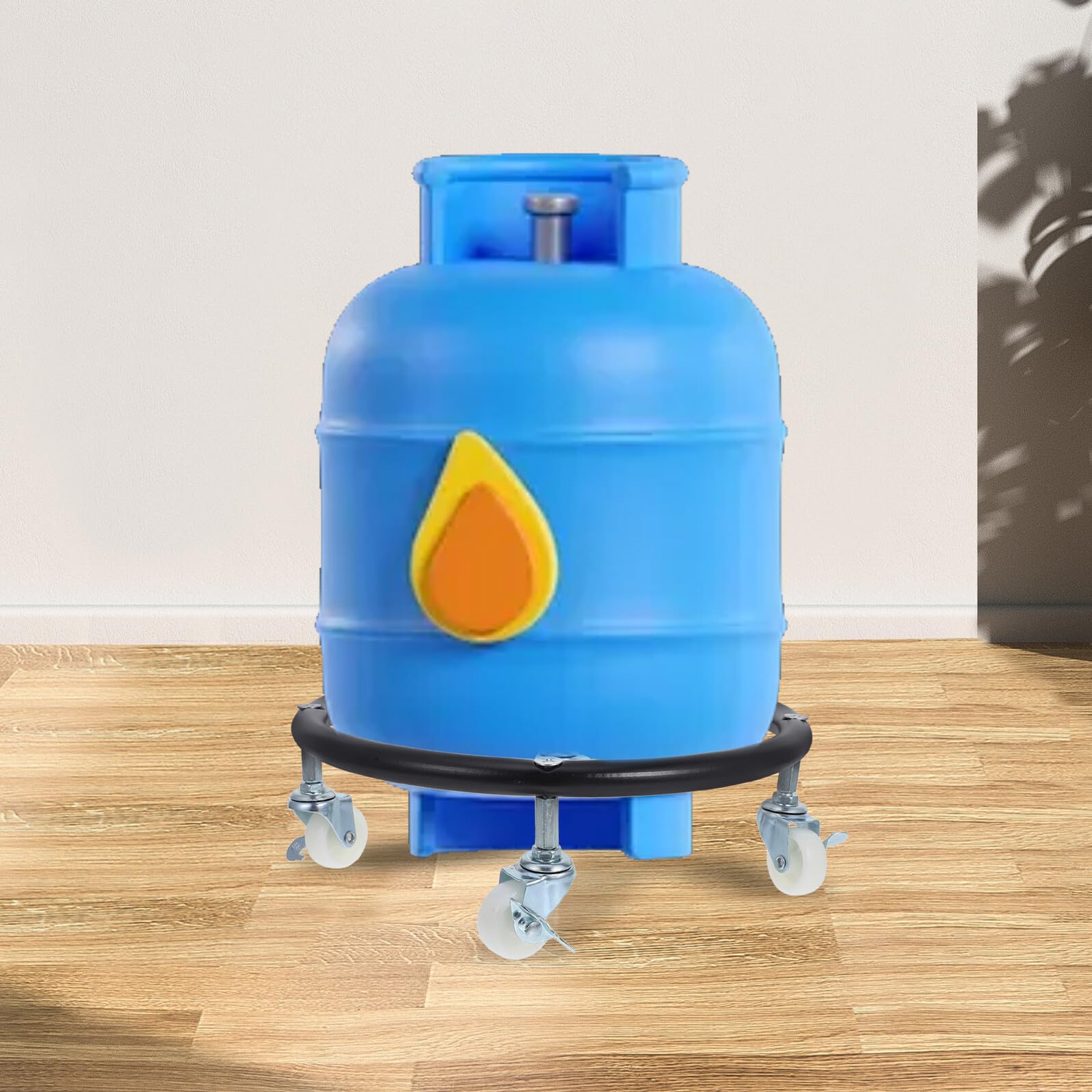 SHINEOFI Beweglicher Propan gaszylinderständer mit Bremse Runde Gasflaschenablage aus Robustem Material Mobiler Propantankhalter für Küche und Lagerung Langlebige Basis mit Gummierten