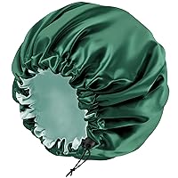 Vista 15 de Gorro de seda de satén para cabello rizado, gorro trenzado para dormir, para mujer, grande, doble capa ajustable