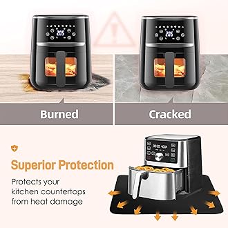 Heat Resistant Mat for Air Fryer, 21 x 29.5in Heat Resistant Mat for Countertop, Fireproof Silicone Countertop Protector Appliance Slider for Air Fryer, Coffee Maker, Toaster, Oven (Black)