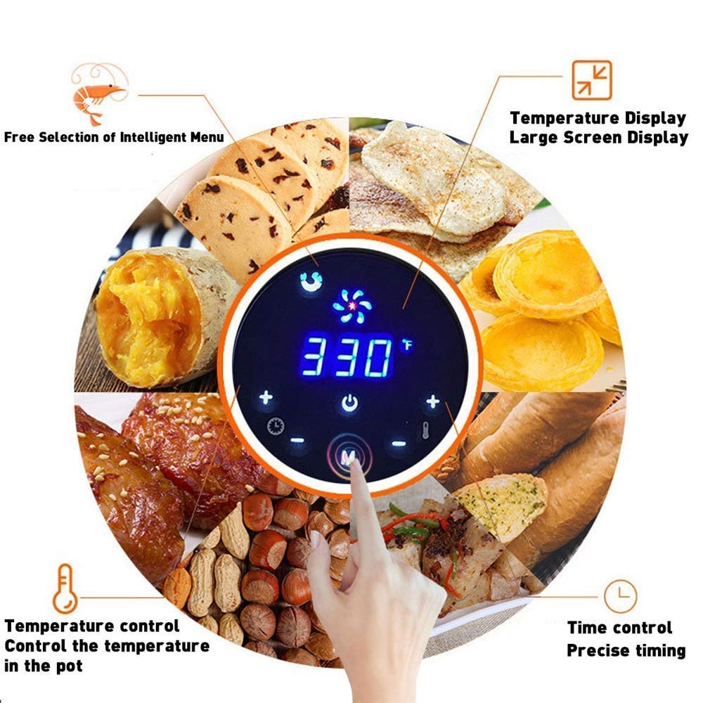 Friggitrice multifunzionale, friggitrice elettrica di grande capacità Touch screen intelligente Senza fumo Adatto per cucina Tè Ristorante Dimensioni 30 x 33,4 cm Visione Bella Comes