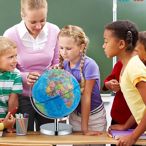 Miniatura 7 de Goplus Globos iluminados del mundo con soporte, globo mundial giratorio de 9 pulgadas 3 en 1 con estrellas de constelación, luz nocturna LED, globo