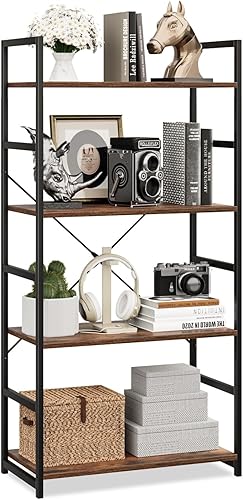 Miniatura 9 de OTK - Estantería de 5 niveles, estantería alta, organizador de almacenamiento para oficina, estantería moderna para sala de estar, dormitorio y