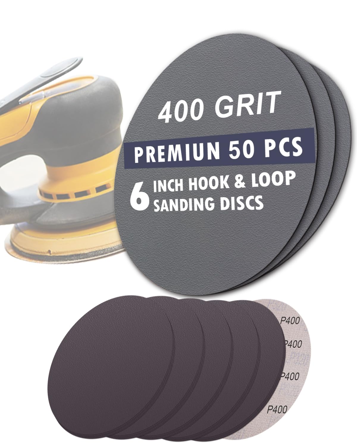6 Inch Sanding Discs - 50 Pack Fine Grit -13