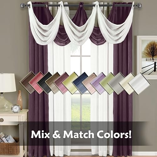 Miniatura 3 de Solid Abri Ojal, 100.0 in de ancho por 63.0 in de largo, juego de 2, paneles de cortina transparentes aplastados, lavanda