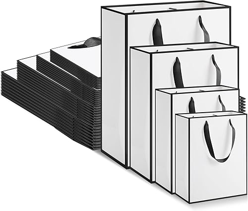 Miniatura 59 de PerKoop Paquete de 40 bolsas de regalo de Navidad de papel kraft con asas, 4 tamaños, envoltura de regalo, bolsas de compras de postres para regalos