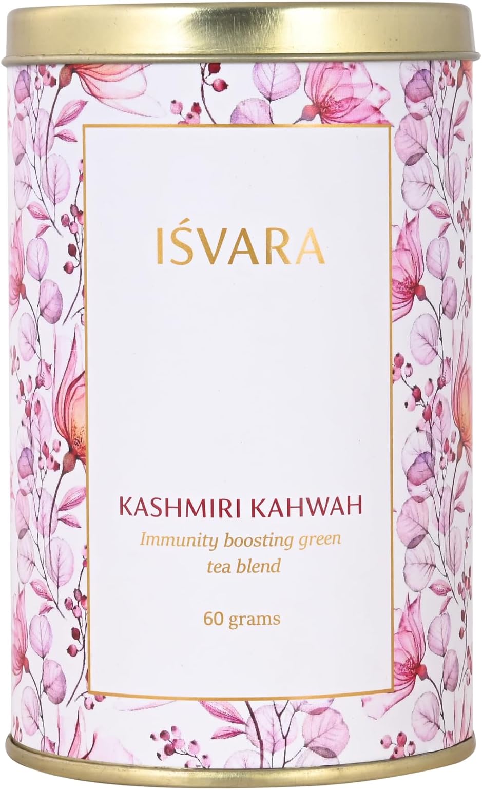 ISVARA Kashmiri Kahwah green tea, Pure herbal tea, mix of kashmiri saffron, rose, cardamom & cinnamon | Ultimate immunity booster, 60gm