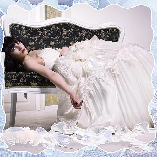 Miniatura 5 de Ganeen 16 yardas de Halloween con volantes iridiscentes plisados de encaje retro de organza ribete de tela de tul decorativo con volantes para coser