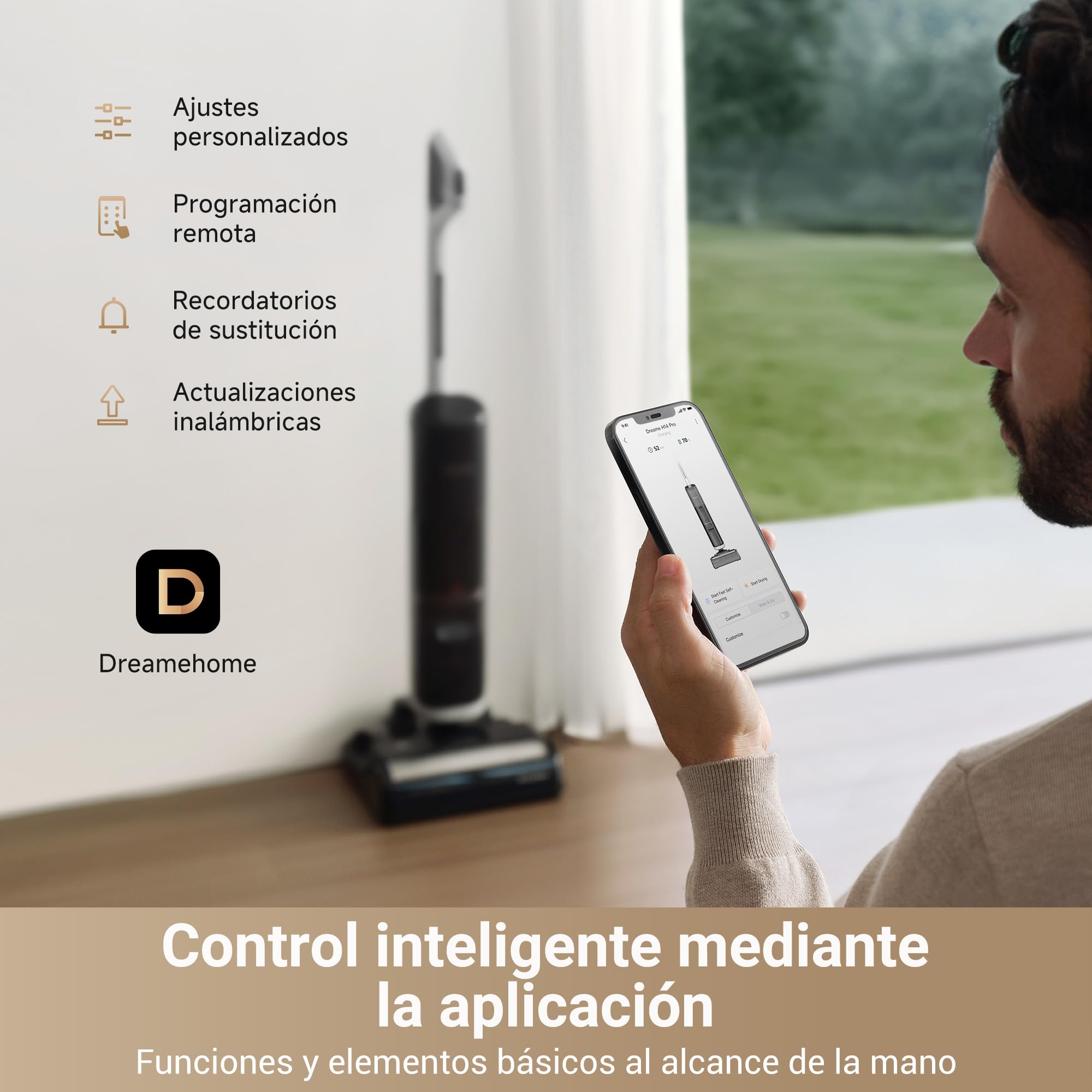 DREAME H14 Pro Aspiradora en Seco y Húmedo, Alcance de 180 Celsius, Autolimpieza a 60 Celsius, Secado en 5 min, Máxima Potencia de 18.000 Pa, Adición Automática del Producto, Cepillo Giratorio