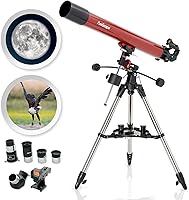 Vista 8 de AmScope Refractor ALT-AZ Telescopio con soporte de azimut de altitud, apertura de 4.016 in, longitud focal de 23.622 in, trípode de acero inoxidable