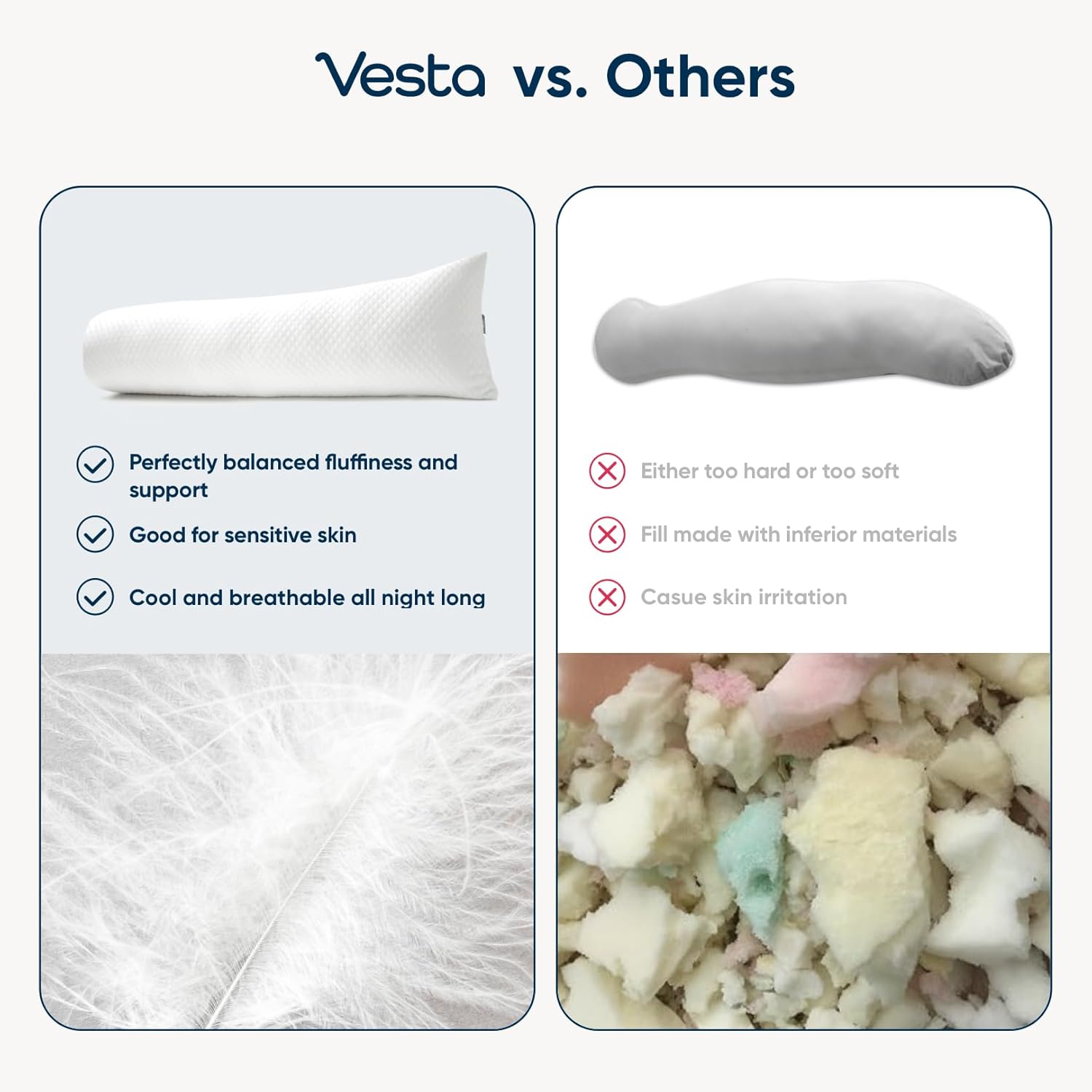 Vesta Cooling Body Pillow, Fluffy, Supportive and Washable, Ergonomic Twist Design for Shoulder, Back, and Leg Comfort, Perfect as Lumbar, Bolster, Maternity or Pregnancy Pillow - White (Pack of 1)