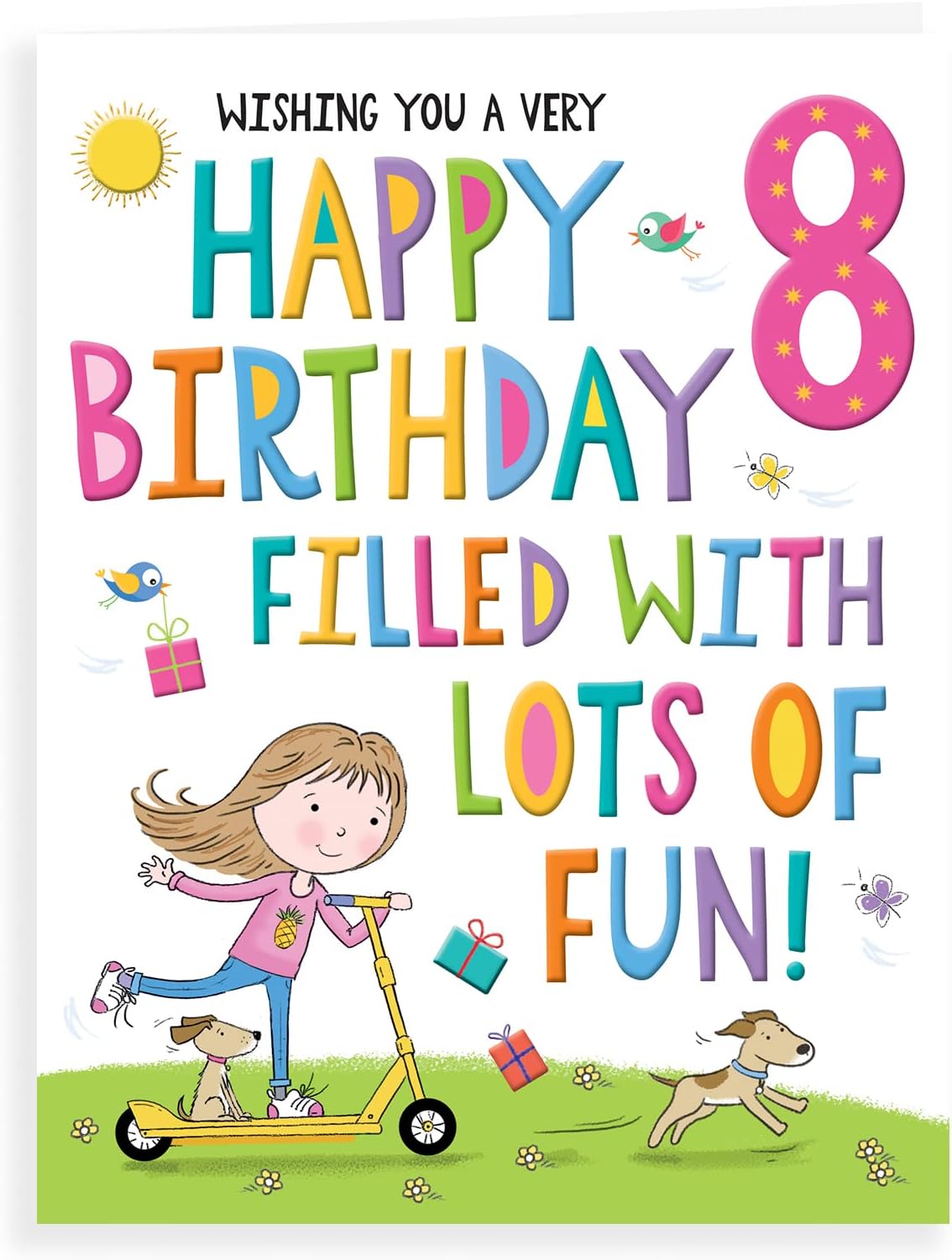Jonny Javelin Girl Age 8 Birthday Card - Girl Scooter Camera : Amazon ...