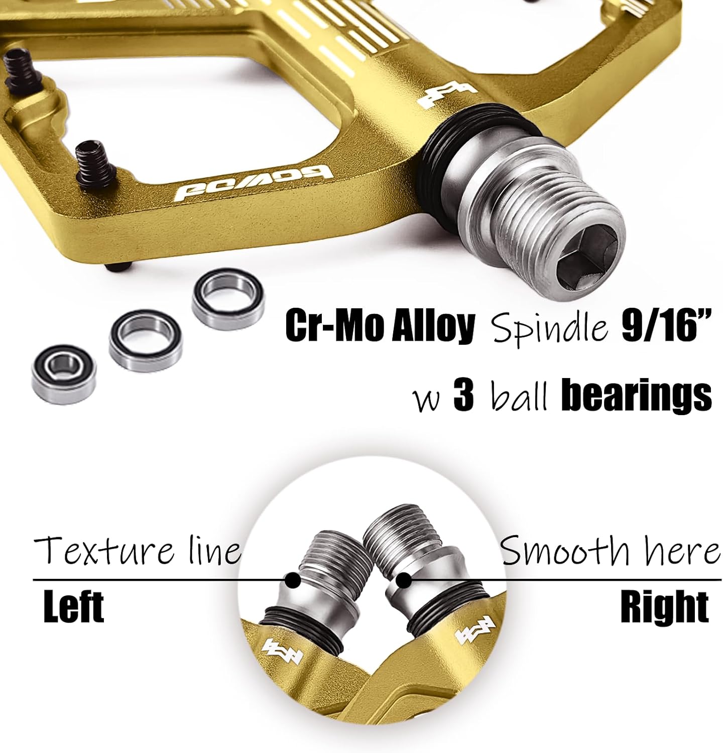 MTB Pedals Flat, Gravel Bike Pedals Flat, Light CNC Aluminum Alloy Platform Pedal w 3 Bearings Cr-Mo Spindle, Grippy Bicycle Pedals w 16pcs Pins, Mountain Bike Pedals Adult Child BMX Bike 9/16"