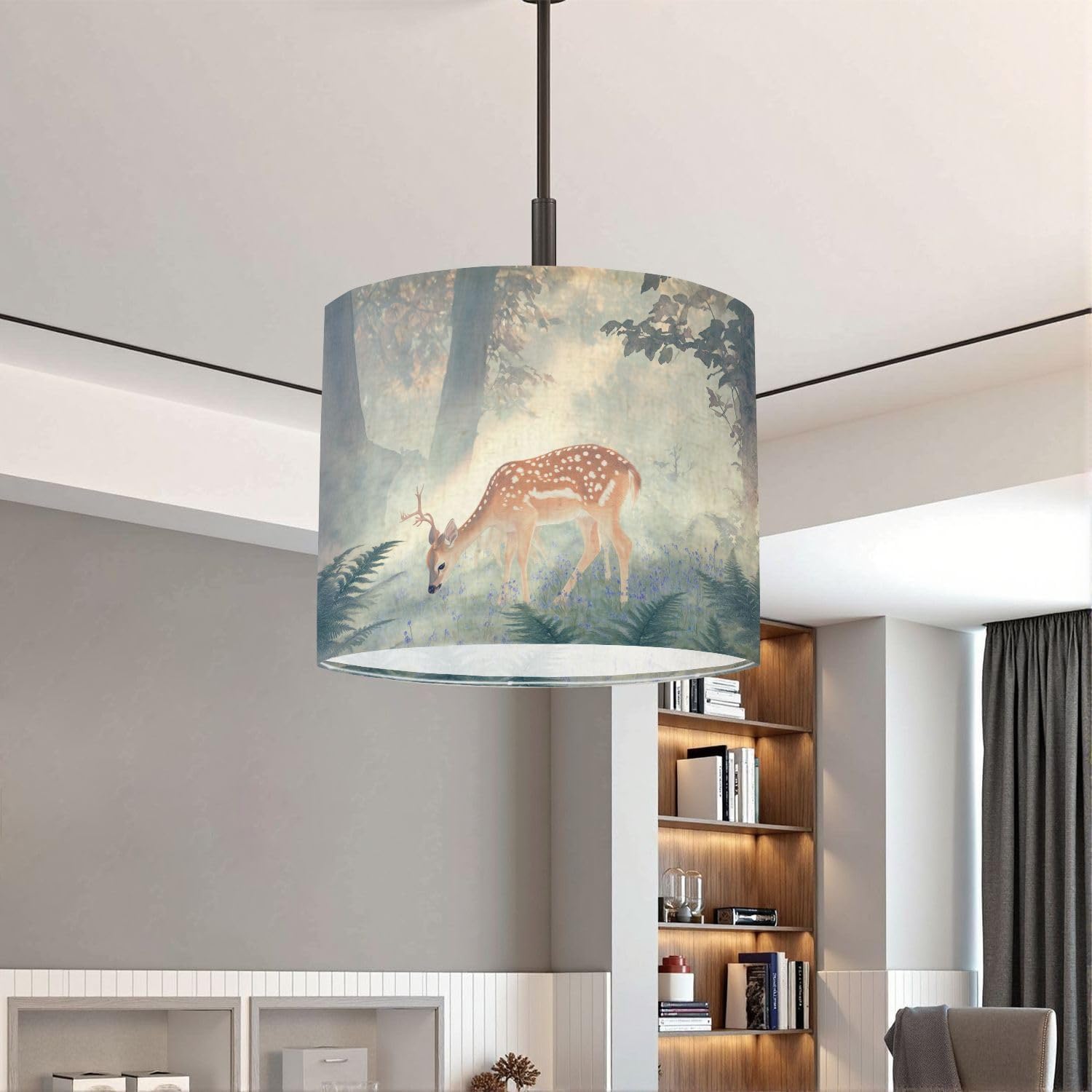 Lampshades Lamp Shades Set of 2 Mystical Deer Enchanting Watercolor Art Light Shade for Table Lamps Floor Lamps Drum Lamp Shades Lampshade Replacement