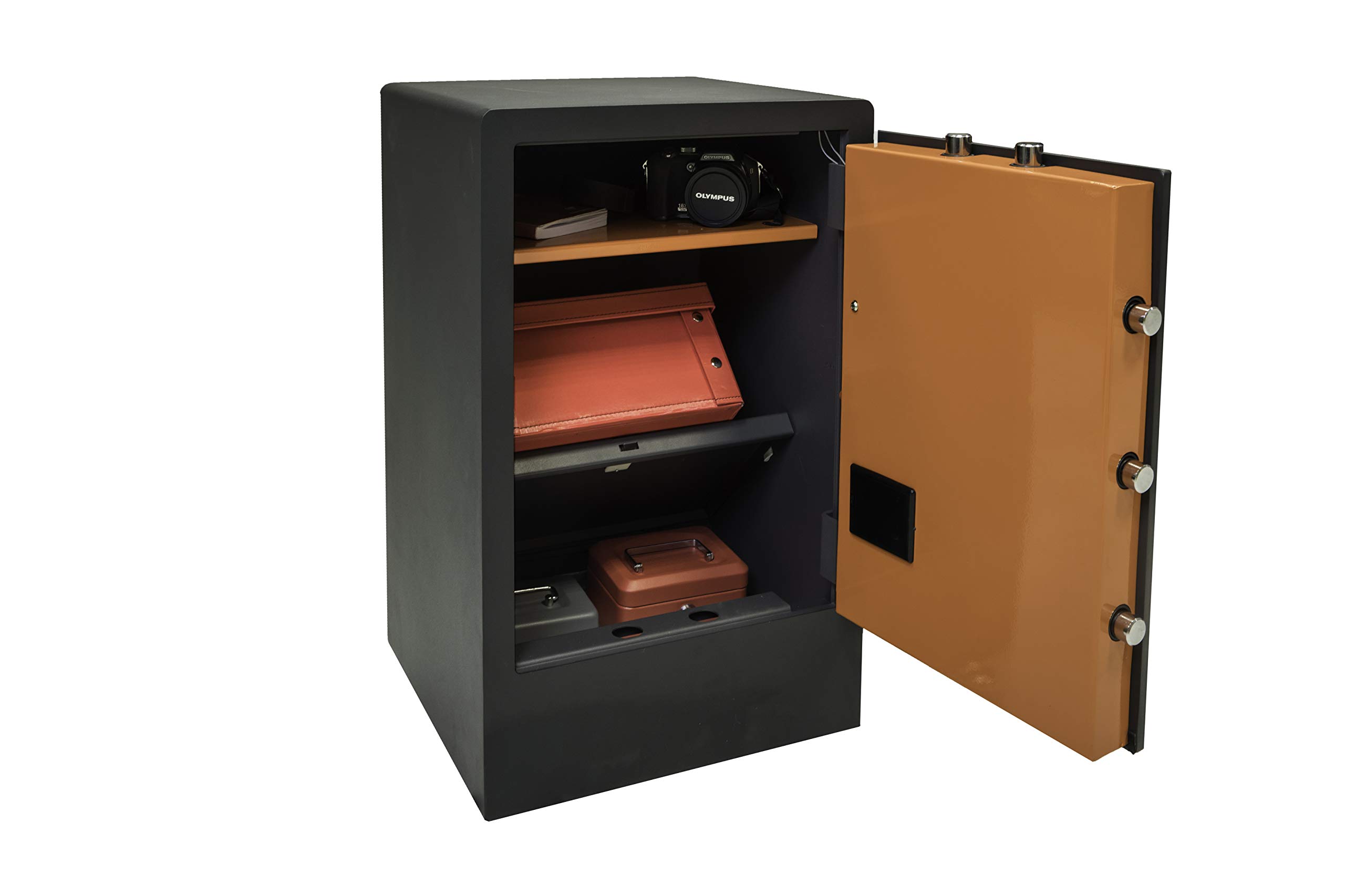ARREGUI Plus C 180090 Caja fuerte con llave y codigo, con zócalo | Caja de seguridad con apertura certificada de llave y teclado | Caja fuerte electronica doble seguridad | 62 x 38,5 x 36 cm | 68L
