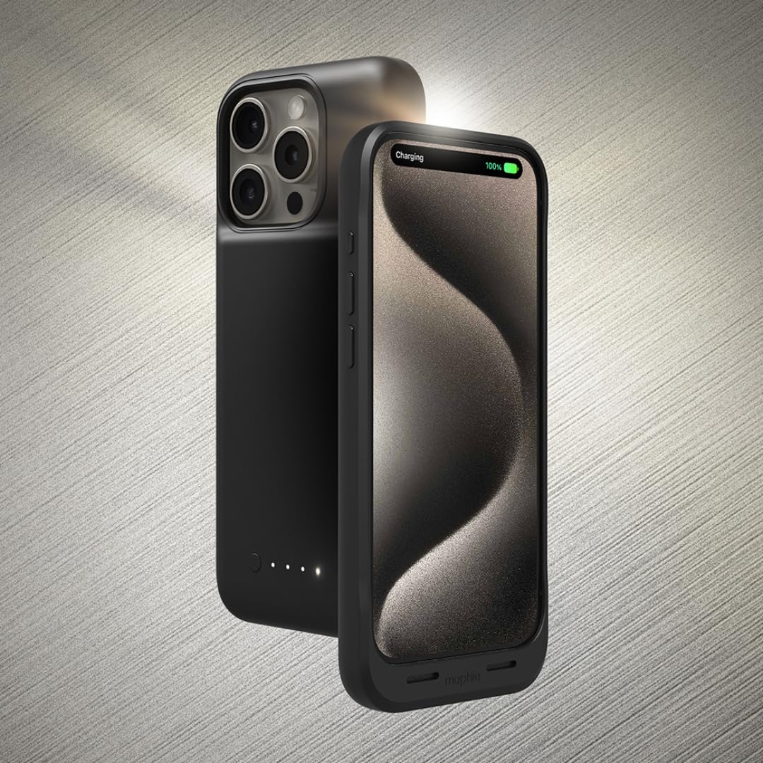 ZAGG mophie Juice Pack - Batería externa para iPhone 15 Pro Max, funda de batería de 3000 mAh con +50% de duración adicional de la batería, protección contra caídas de 6 pies, diseño delgado,