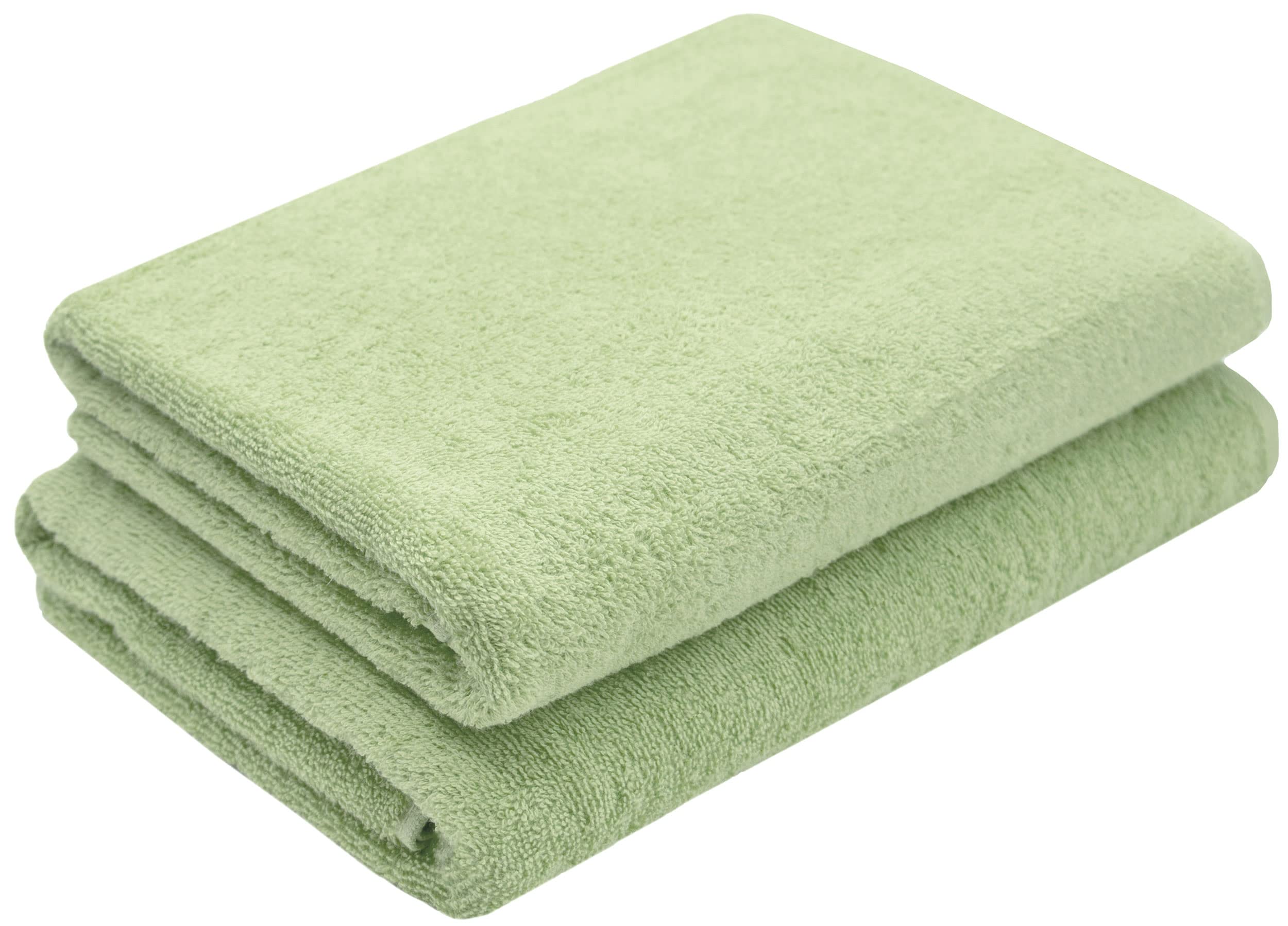 ZOLLNER 2 teli doccia - morbidi e assorbenti asciugamani da bagno - lavabili a 95°C - cotone - 70x140 cm - verdino