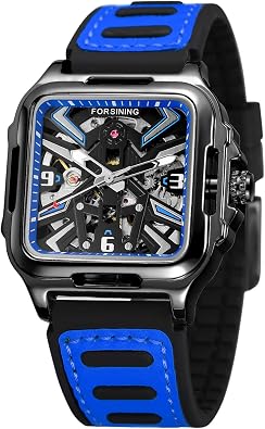FORSINING Automatic Mechanical Wrist Watch for MeMenns Waterproof Watches with Stainless Steel Skeleton Transparent Dial with Carving