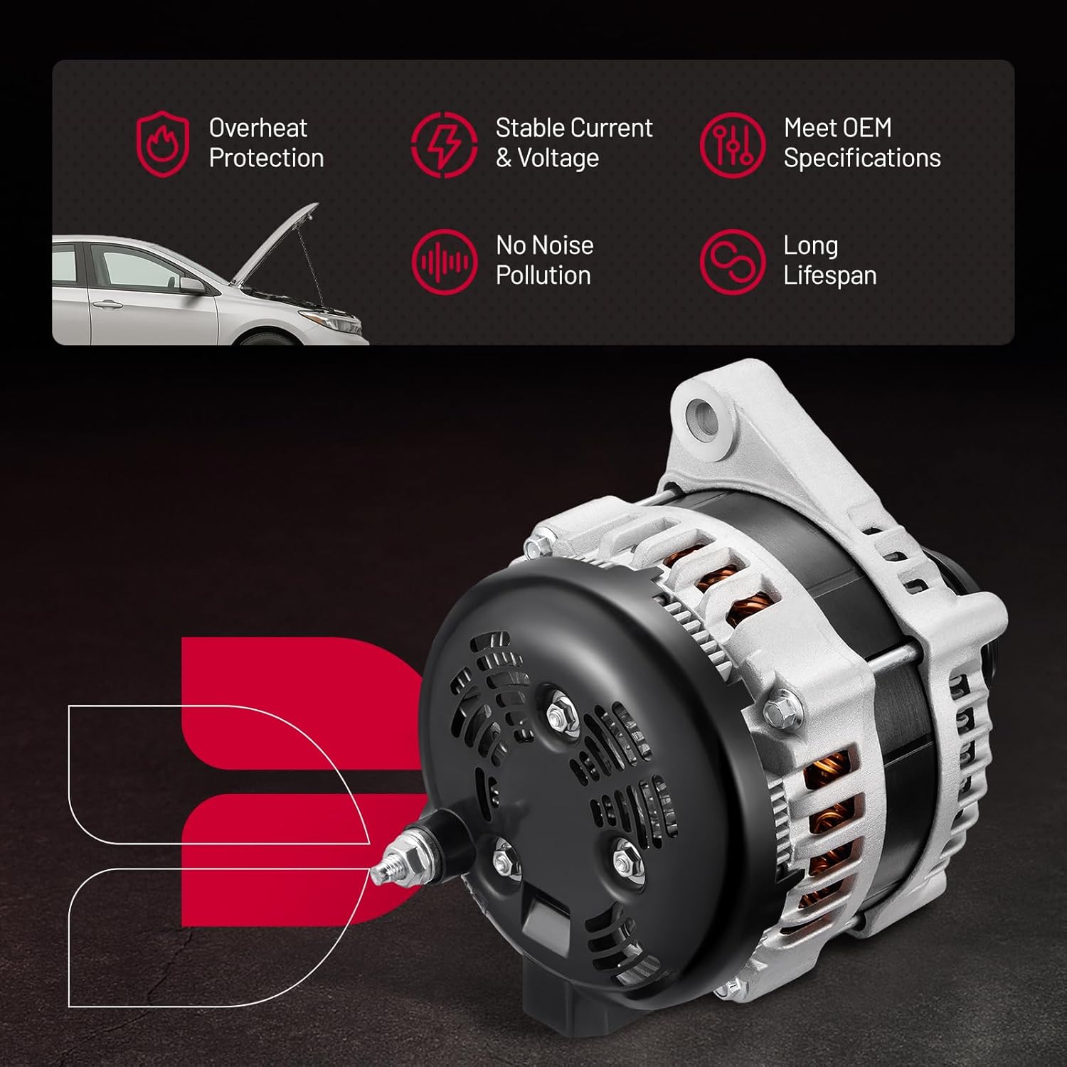 BDFHYK Alternator Compatible with Buick Enclave 2008-2017,Compatible with Chevrolet Traverse 2009-2017,Compatible with GMC Acadia Limited/Acadia 2007-2017 Replace 104210-6311,20838975