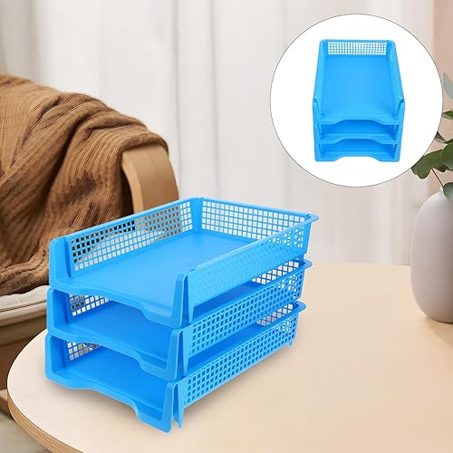 Miniatura 7 de DOITOOL 3pcs Stackable Plastic Letter Trays for Desk Space-Saving Office Paper Organizer for Classroom and Workspace Document Storage Baskets in