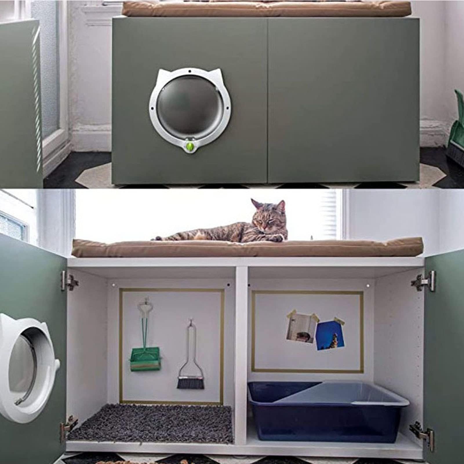 Katzentür, Katzentür Innentür Cat Klappe Tür Magnetische 4 Verriegelungsmodi Sichere Kunststoff Automatische Fenster Haustiertür für Innen Außentüren (weiß)