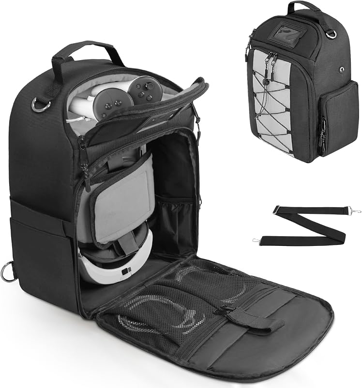 ORKELS Carrying Case for Meta Quest 2/Quest 3/Quest 3S/Quest Pro, Travel Backpack Bag for VR All-in-One Gaming Headset, Elite Strap, Controllers & Accessories