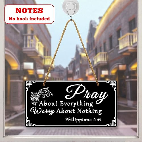 Miniatura 3 de Letrero de placa colgante con versículo bíblico para la puerta delantera, letrero de oración para decoración del hogar, regalos de inauguración de