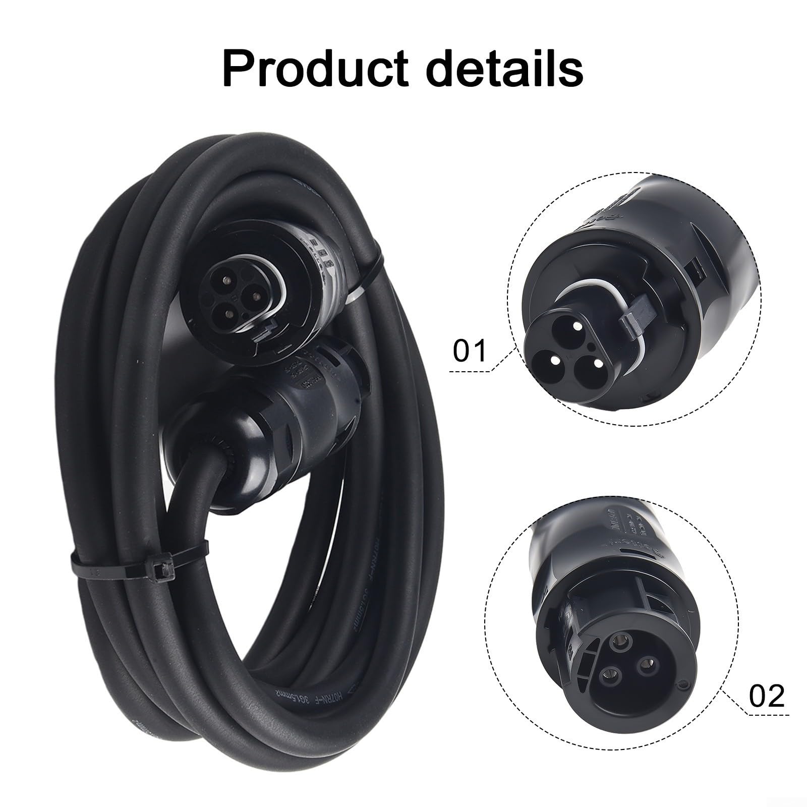 Cavo di prolunga BC01 femmina a CA per inverter, cavo di alimentazione solare in gomma H07RN F 3x1,5 mm2, 2 m (10 metri)