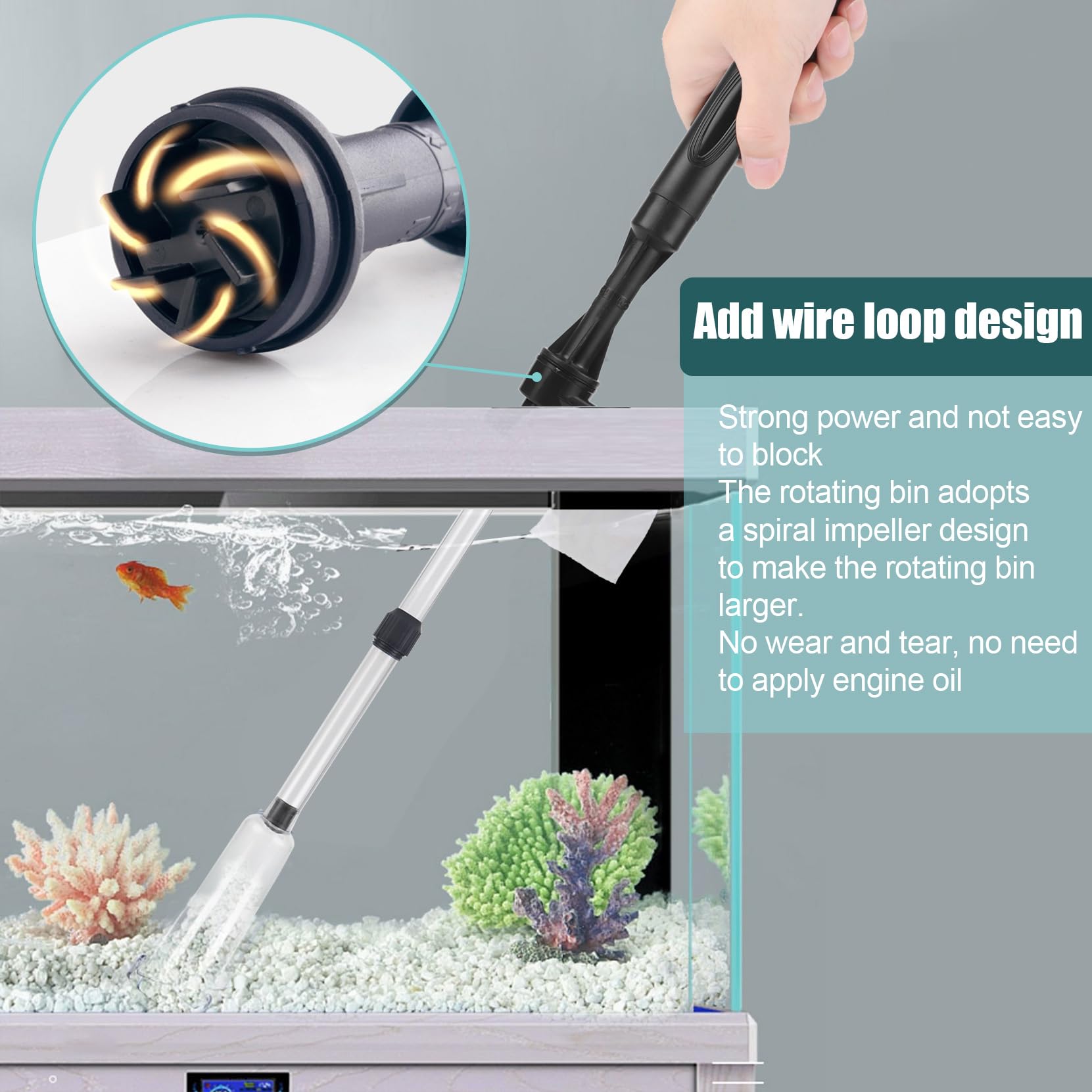JSMTKJ Aspirador Automático para Acuario Limpiador de Grava con Esponja de Filtro Limpiador de Grava para Acuario Multifuncional Cambiadores de Agua para Acuarios Medianos y Grandes