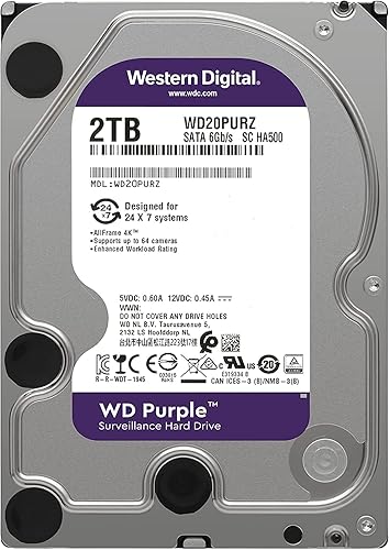 Miniatura 2 de Western Digital WD20PURZ - Disco duro interno de vigilancia púrpura de 2 TB - SATA 6 Gbs, caché de 64 MB, 3.5" - WD20PURZ (renovado)