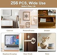 Vista 8 de Paquete de 256 parachoques transparentes para puerta de gabinete, parachoques de goma de 1/2 pulgada de diámetro, almohadillas autoadhesivas